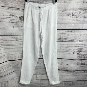 Bobi pants Womens Medium white drawstring high rise Boho beach jogger